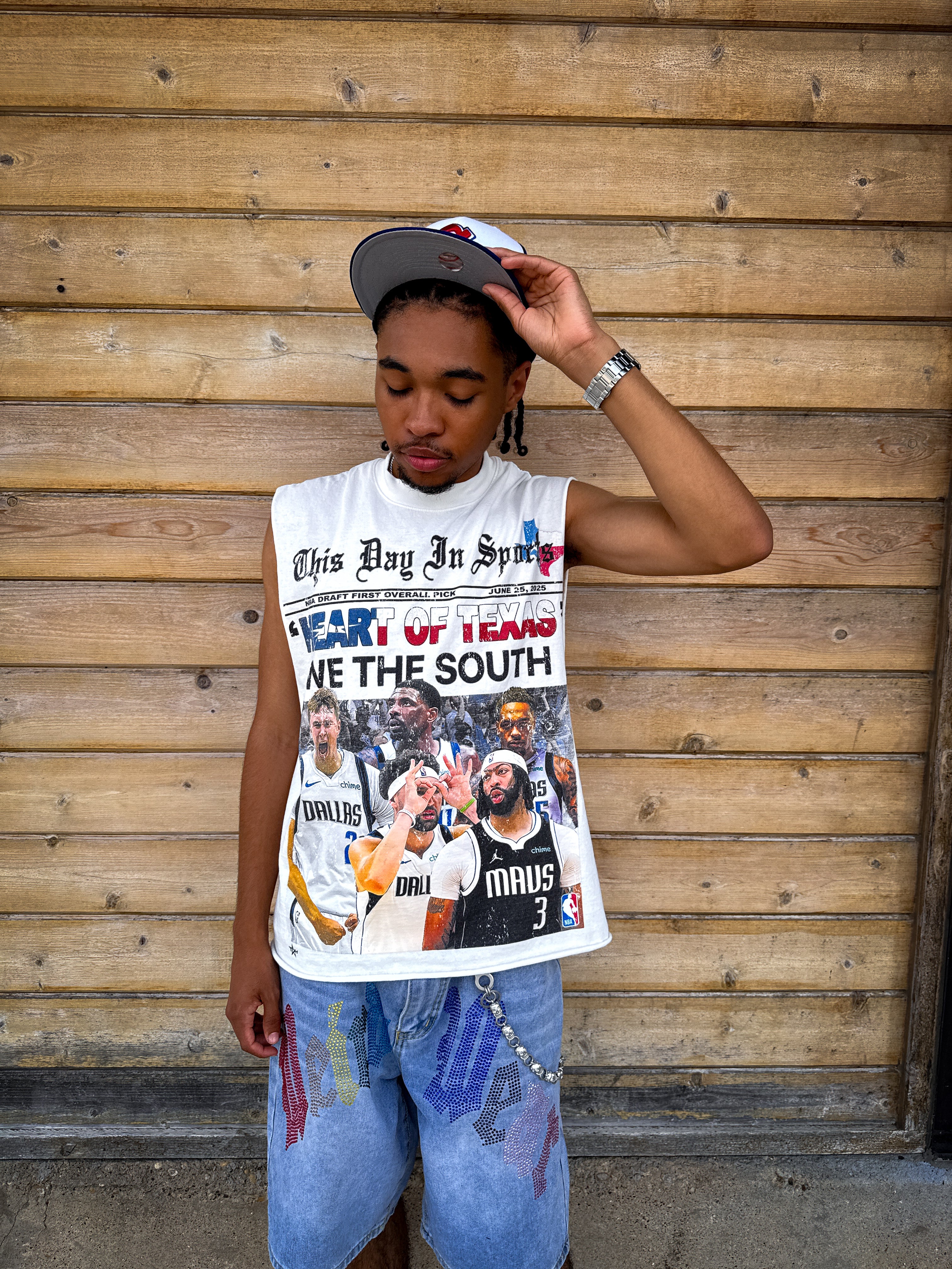 Cooper Flagg Cutoff Newspaper Tee (White)