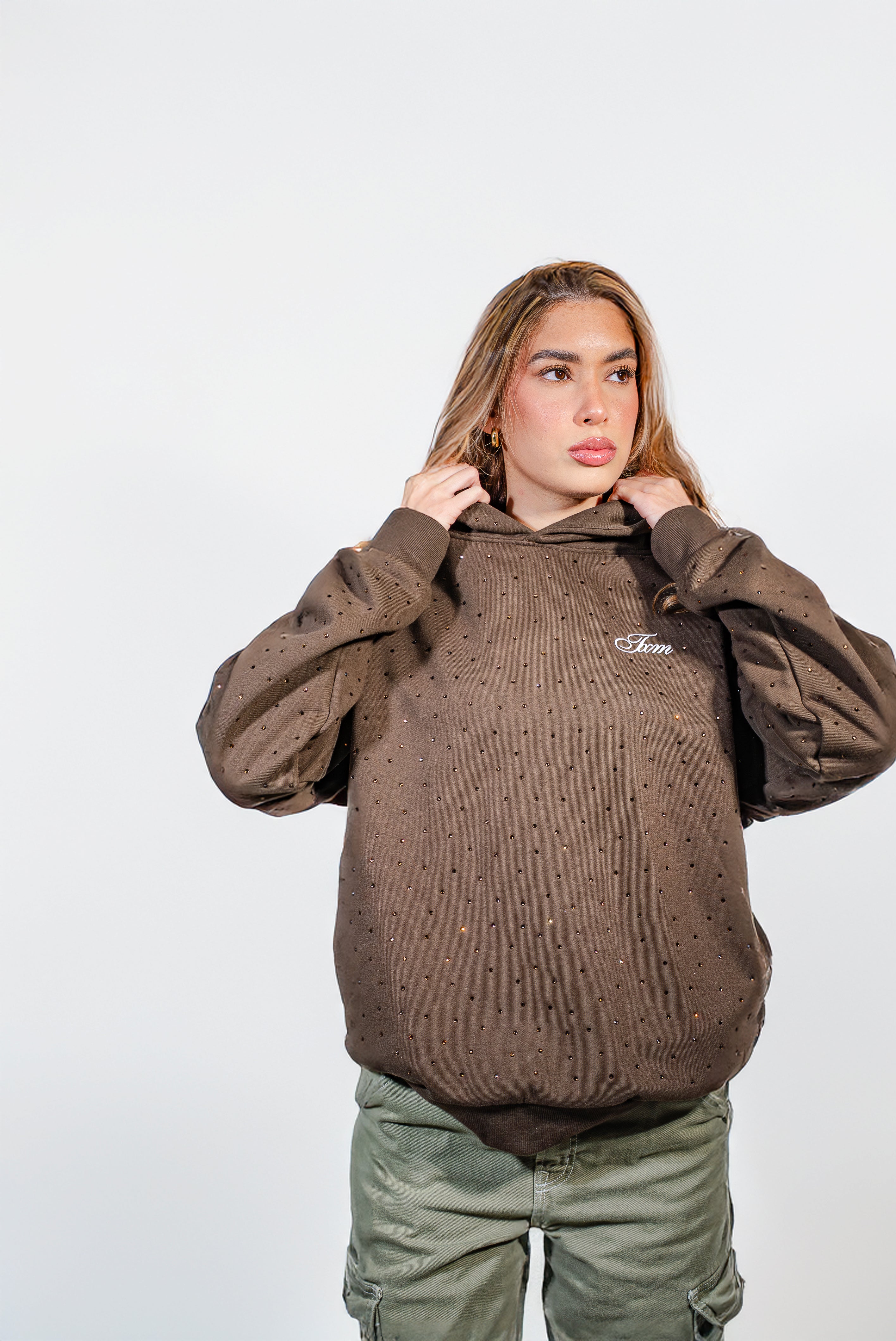 Rhinestone Hoodie (Mocha)