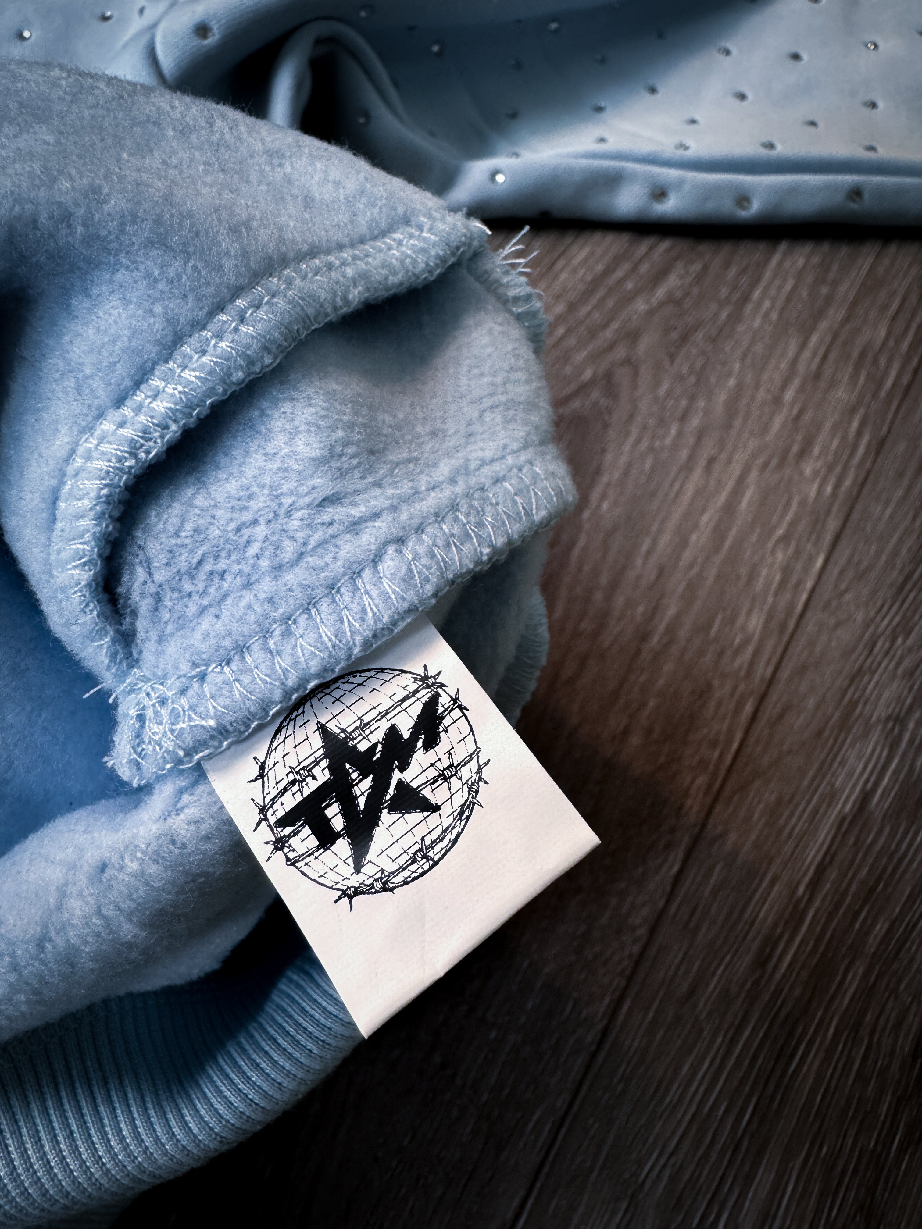 Rhinestone Embroidered Hooded Sweatshirt (FROST BLUE)